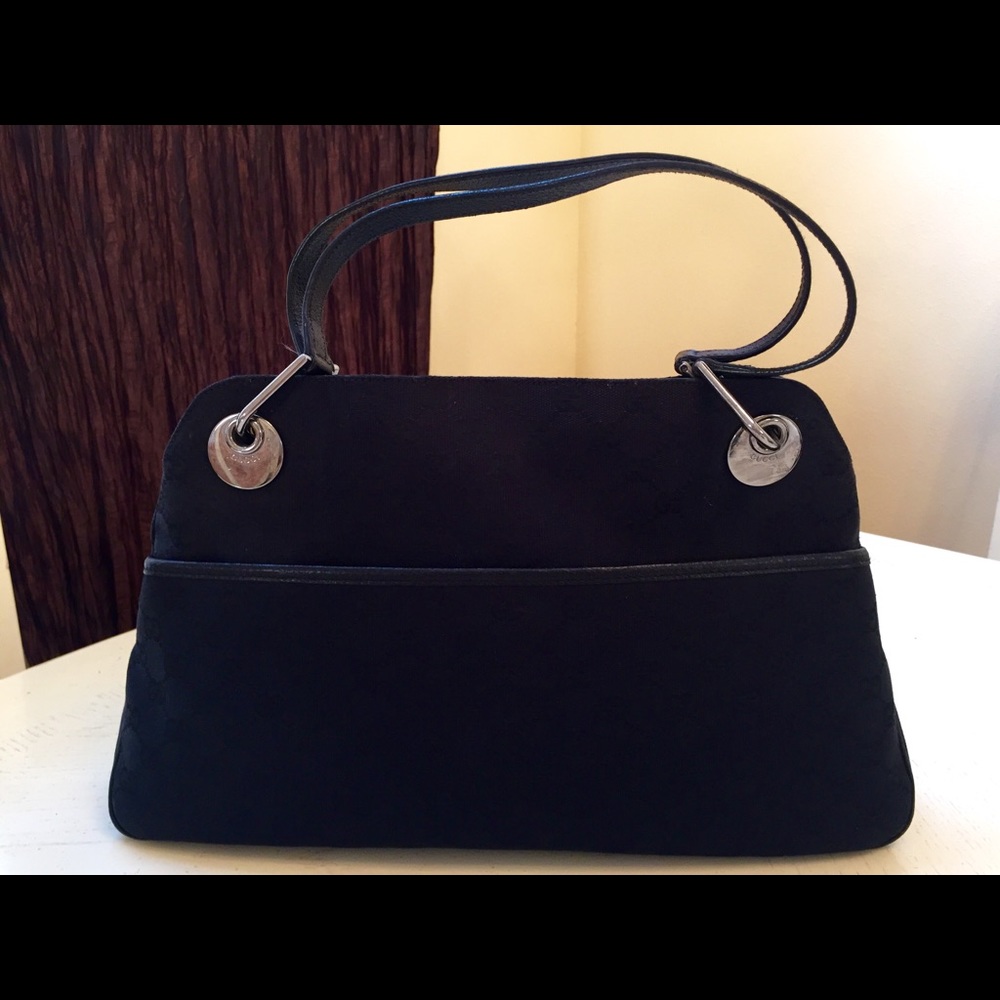 Gucci GG 100% Authentic black canvas shoulder bag